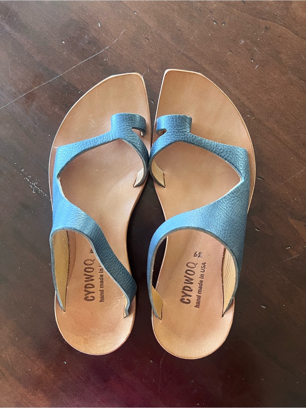 Cydwoq Women's Blue Leather Sandals Size 39 (8.5)